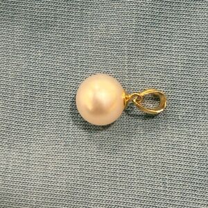 14K Solid Gold Pearl Pendant | Round Pearl Charm | Minimalist Jewelry